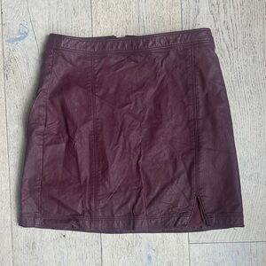 Abercrombie & Fitch Faux Leather Mini Skirt in Burgundy
